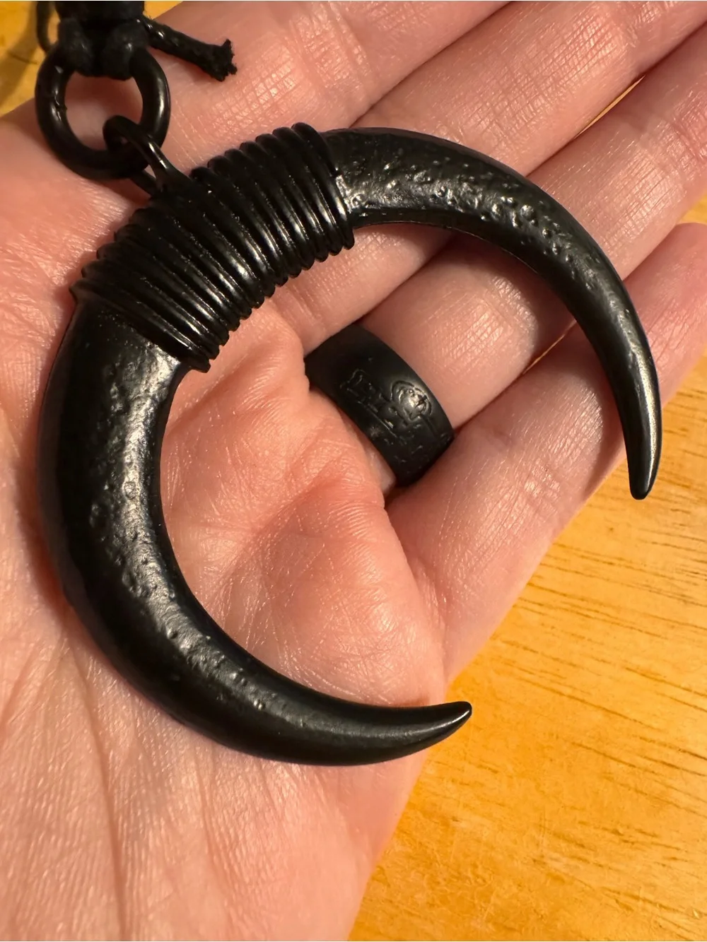 Black Metal Crescent Moon Viking Necklace